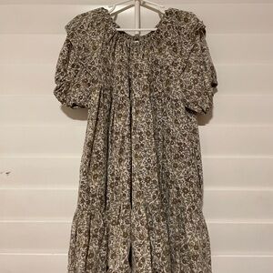 Rylee + Cru Floral Dress in Brown and Cream